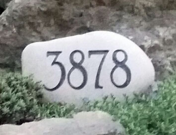 house number engraved stone sign