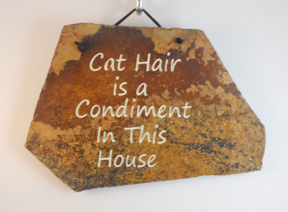 Cat Hair is a Condiment In This House
engraved stone sign