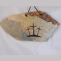 Three Crosses Silhouette
engraved stone sign