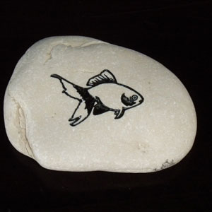 engraved fish rock