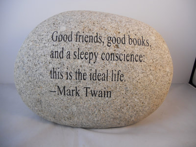 engraved rock stone with mark twain quotes