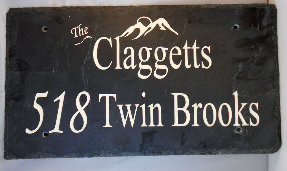 Personalized Engraved Rock house address and family name slate sign