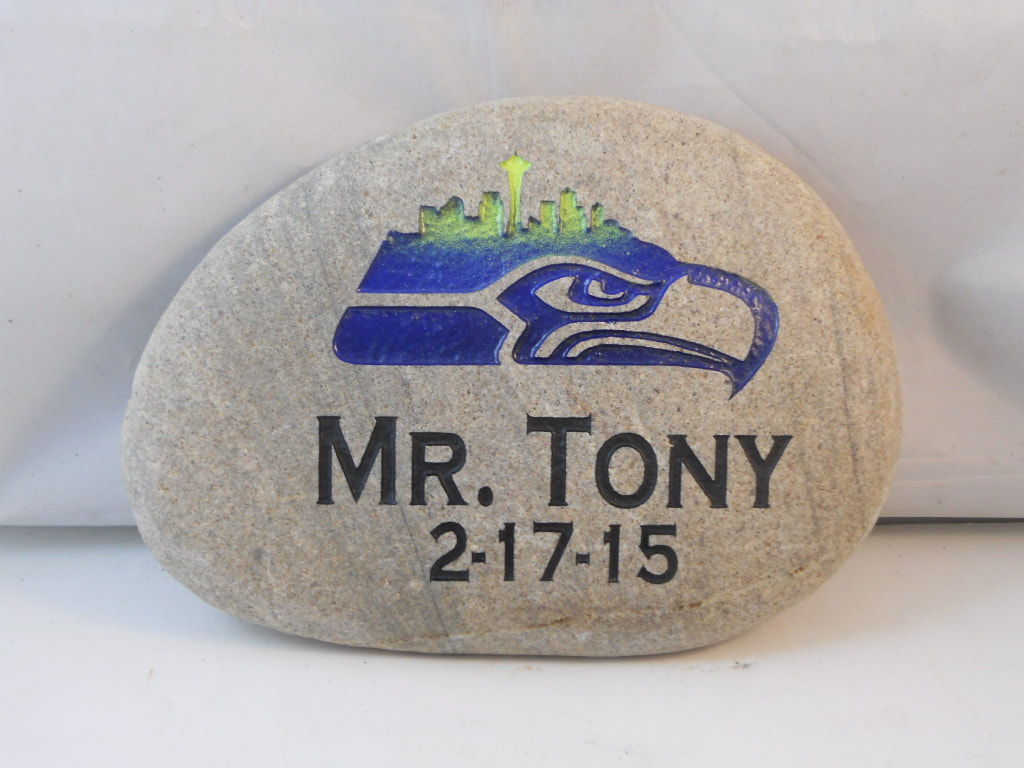 personalize engraved Seahawks football gift rock signs
