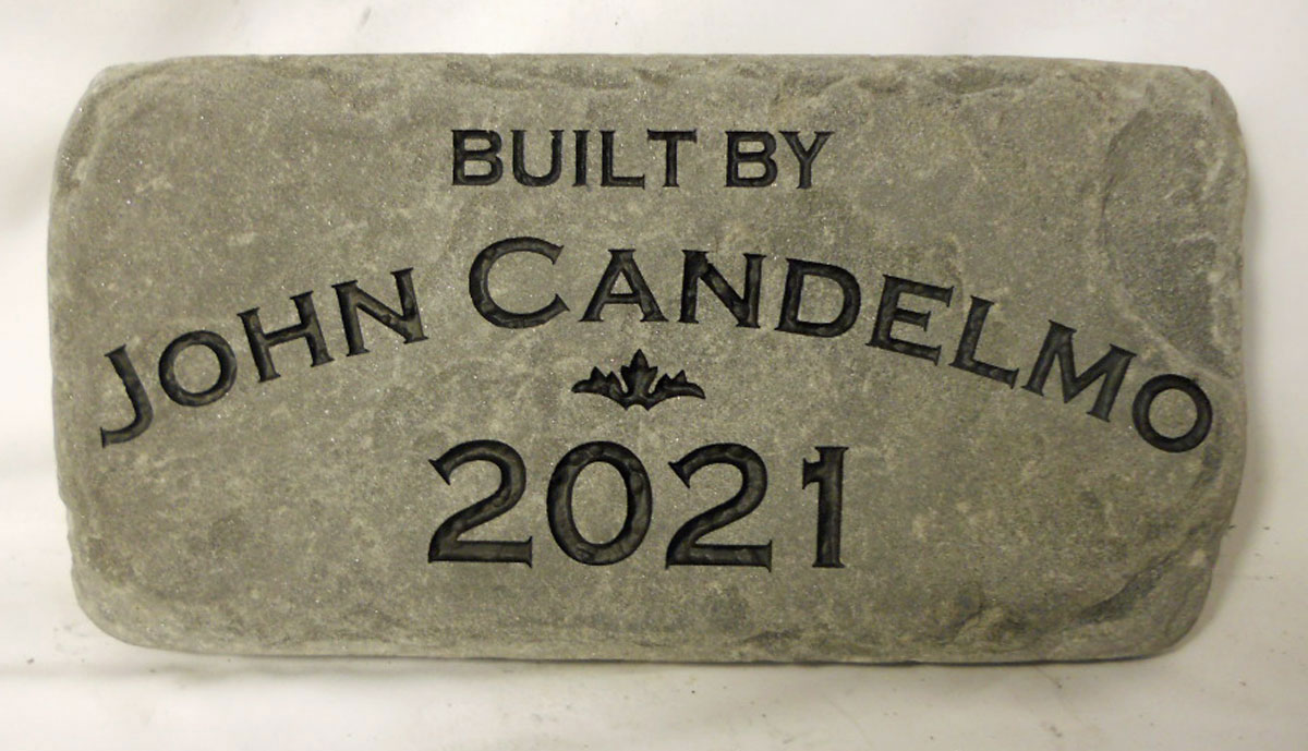 Custom Engraved Bluestone Paver Rock Sign: "Built By"