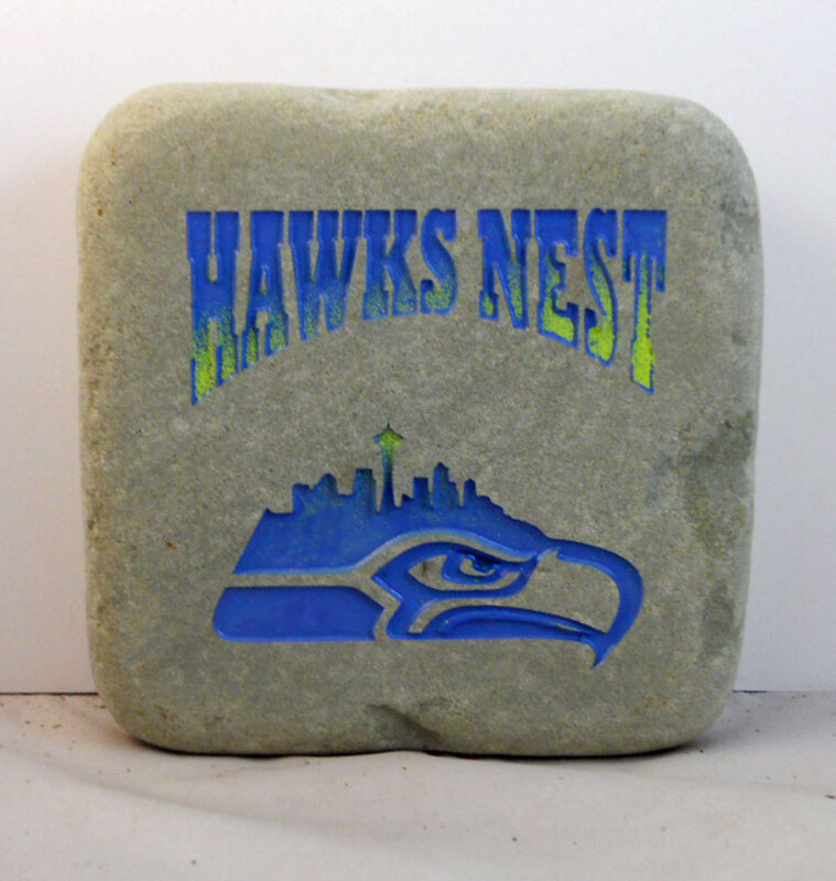 Hawks Nest Seattle Seahawks engraved stone