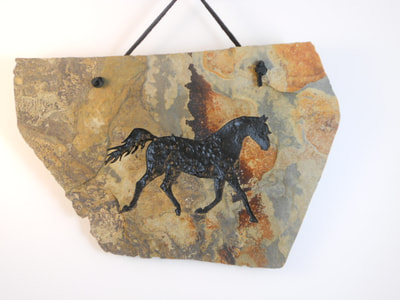 engraved horse stone sign