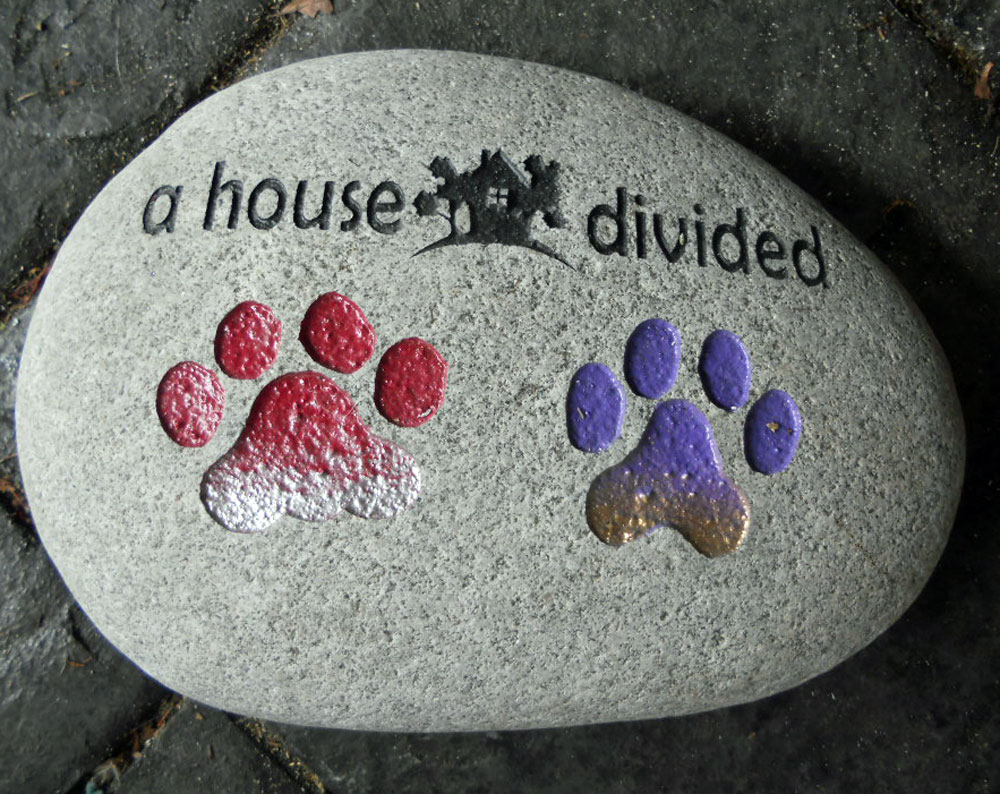 Custom Engraved Large River Rock Sign: A House Divided