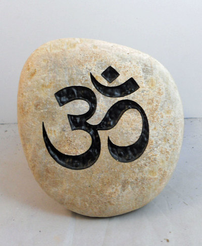 Om Silhouette engraved stone