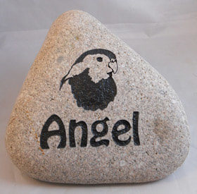 personalized engraved bird memorial stone with photo of bird