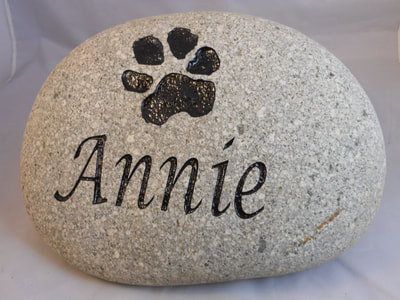 Engraved Rock and slate memorials for pets and family
