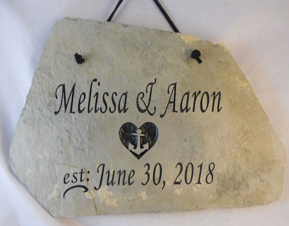 Personalized Engraved Slate & Rock Marriage anniversary sign