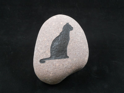 engraved rock cat memorial stone sign