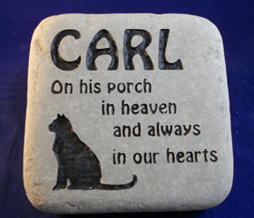 personalized engraved kitty memorial rock sign with cat photo and engraved description