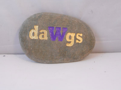 daWgs (University of Washington) engraved rock