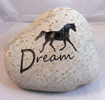 Dream engraved stone sign