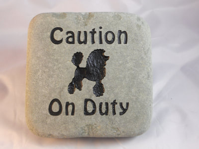 engraved rock sign for dog owners - dog owner entry sign