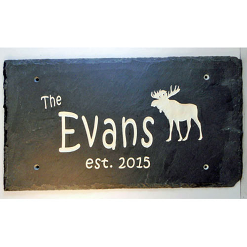 Custom Engraved Recycled Roof Slate Home Sign for Newlywed Gift