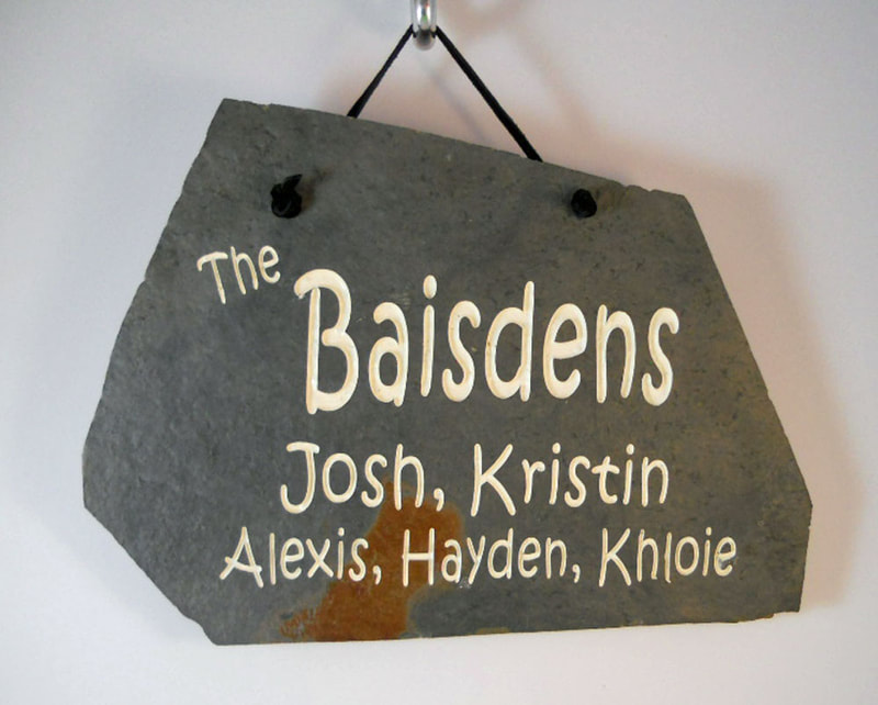 Custom Engraved Rock and plaque family name sign
