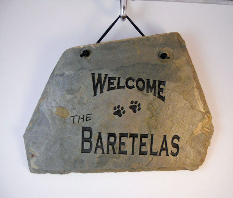 Personalized Engraved  Rock and plaque family welcome sign