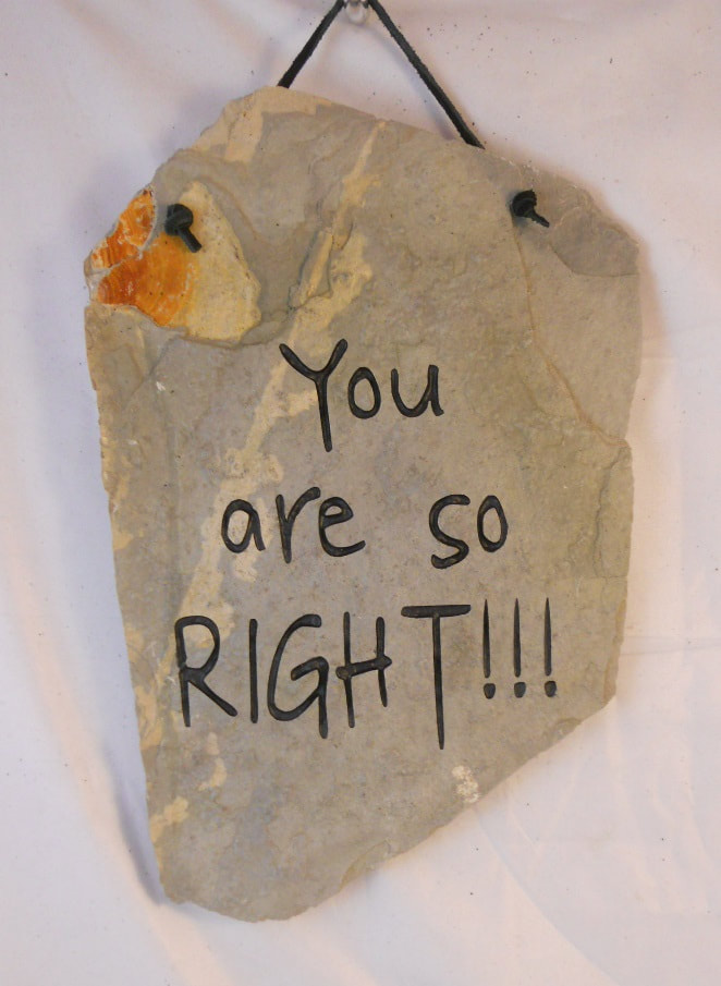 You Are So Right! engraved sign
