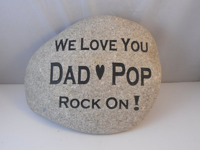 personalized engraved stone with I Love Dad  Pop Rock On