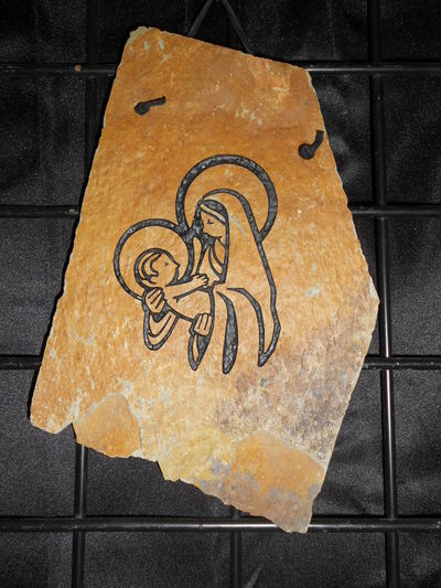 Madonna and Child Silhouette
engraved stone sign