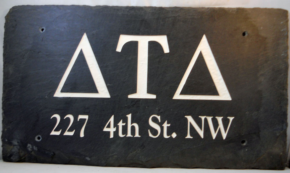 Personalized Engraved Rock sorority address and name slate sign