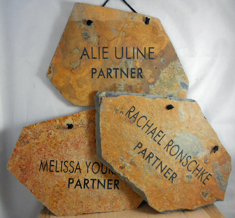personalized rock and slate office signs