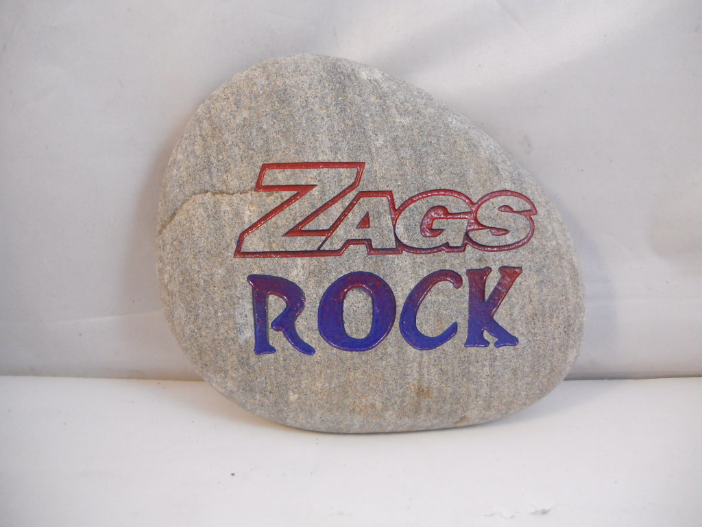 Engraved Gonzaga Bulldogs basketball rock gift with Zags Rock