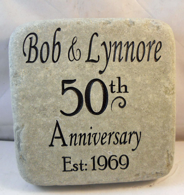Engraved Rock and Paver sign for Anniversary
