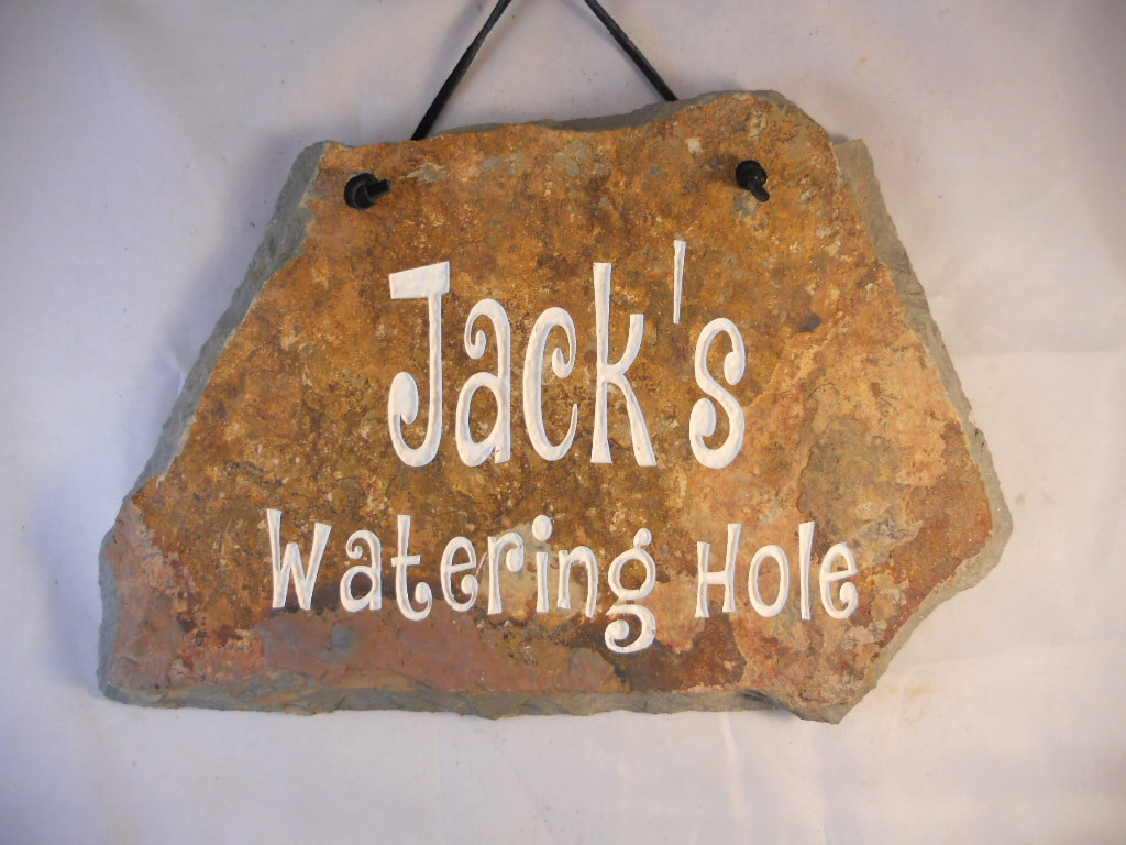 Custom Engraved Slate Sign: Jack's Watering Hole