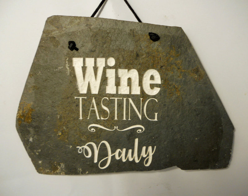 Engraved Stone Wine Plaques that say Wine Tasting