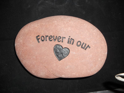 engraved pet-headstone "forever in our hearts" rock sign