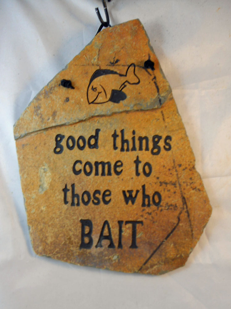 Custom engraved slate plaques and signs for a fisherman