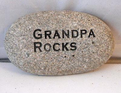 Engraved rock with "Grandpa Rocks" for  family and dad gift