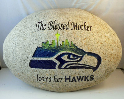 Seahawks engraved rock fan stone