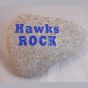 engraved rock sign with Hawks Rock