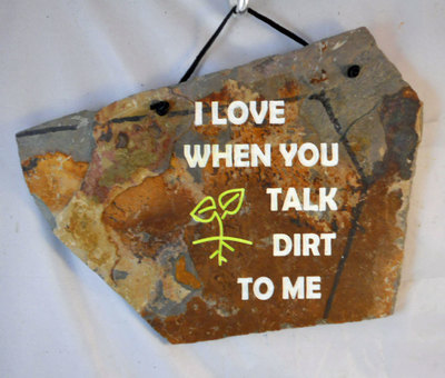 engraved rock plaque sign that says, I love when you talk dirty to me