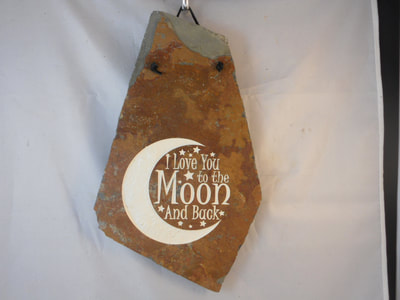 Engraved rock with "I love you to the moon and back" gift of love