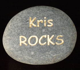 Kris Rocks engraved stone sign