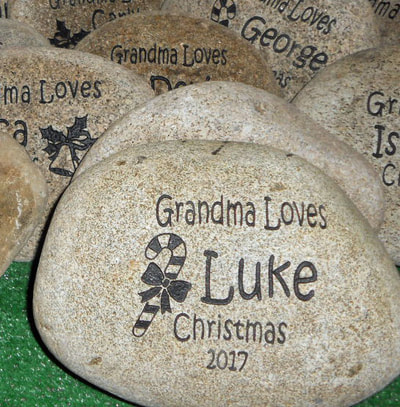 Personalized engraved holiday family love stone