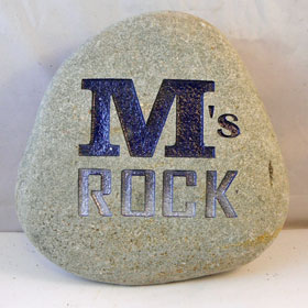 M's Rock engraved rock