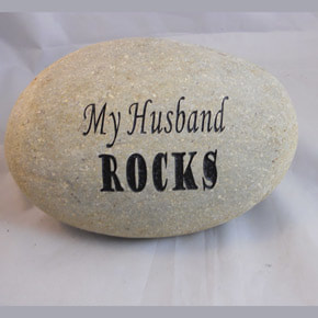Engraved rock with "My Husband Rocks" husband gift
