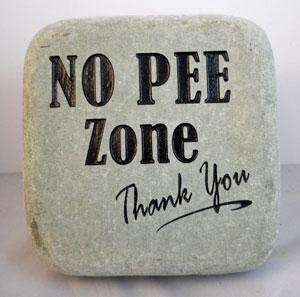 engraved rock sign for garden lovers - NO PEE ZONE