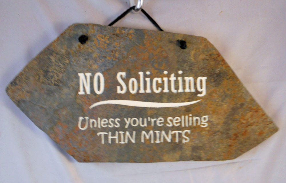 Engraved Stone No Soliciting Plaque Sign