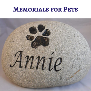 Custom Engraved Rock and Stone Memorials for Pets, including Paw Prints
