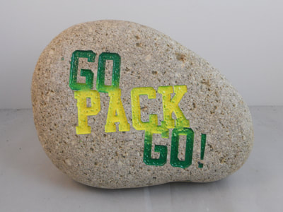 Engraved rock with Go Pack Go for Greenbay packers fan gift