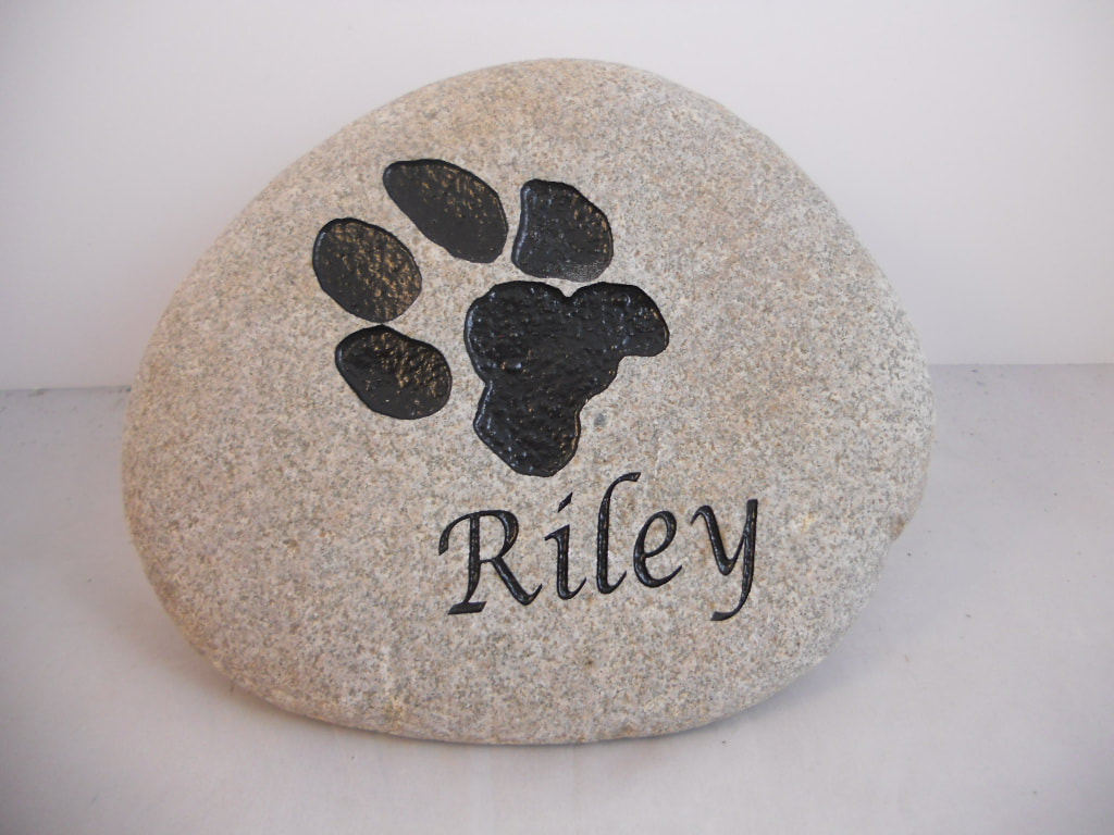 CUSTOM ENGRAVED STONE SMALL RIVER ROCKS SIGNS FOR CELEBRATIONS AND PET MEMORIALS