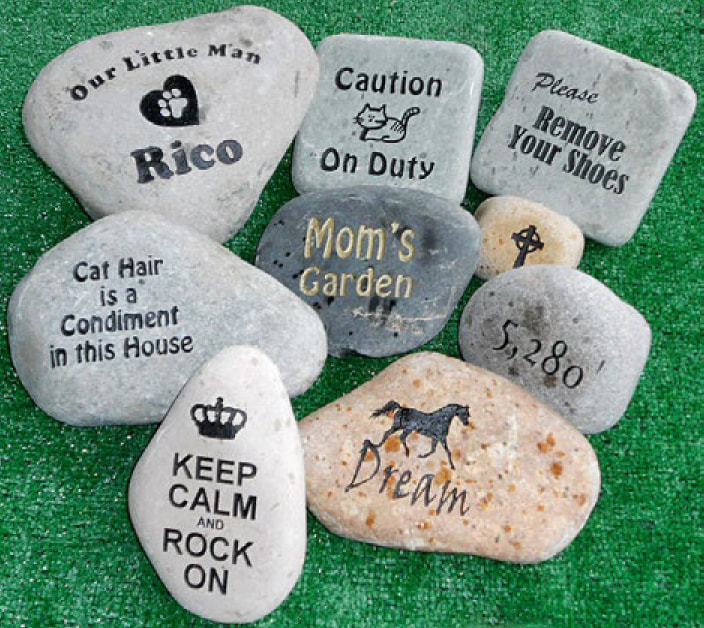 Engraved rock gifts for ​Weddings, Anniversaries, Awards, Faith, Encouragement, Holidays, Memorials, Graduation, Business Gifts, Home and Garden Decor, Signs, Milestones and Unique Original Gifts