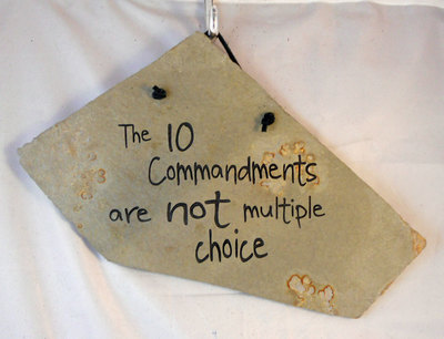 christian engraved plaque sign with the 10 commandments on it